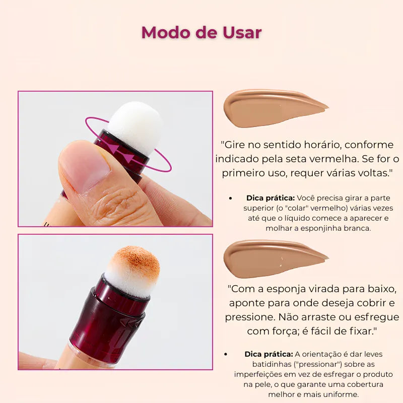 Base Líquida Hidratante com Esponja– Pele Perfeita e Natural