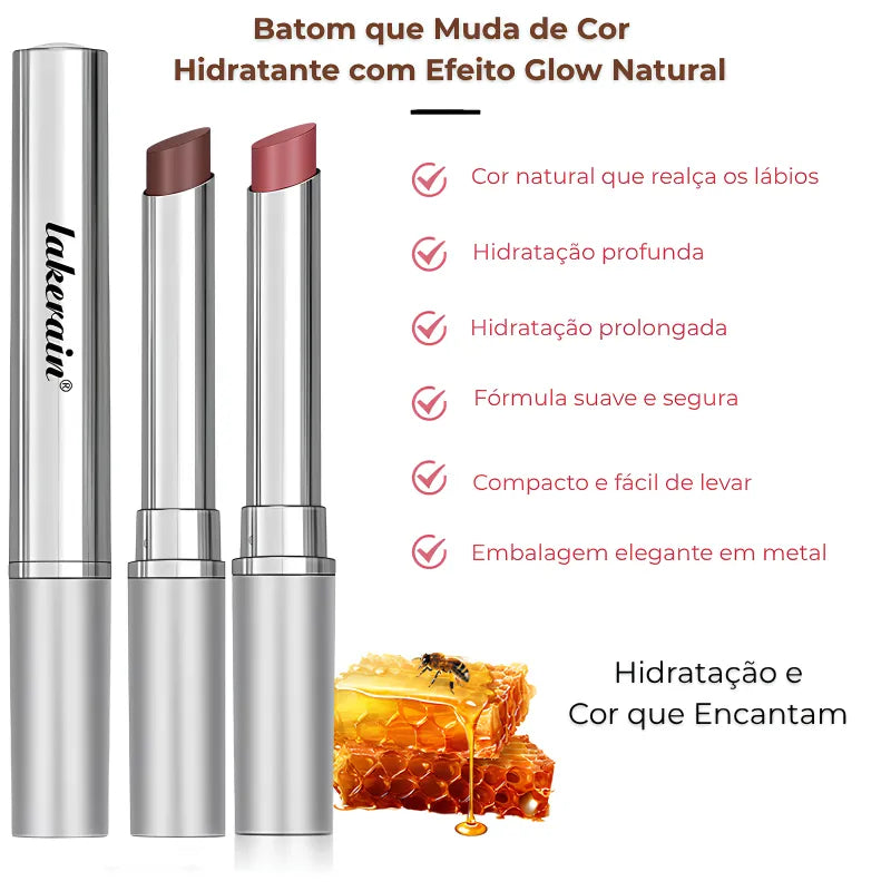 Batom que Muda de Cor - Hidratante com Efeito Glow Natural