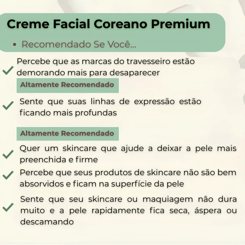 Creme Facial Coreano - Rejuvenescedor e Firmador