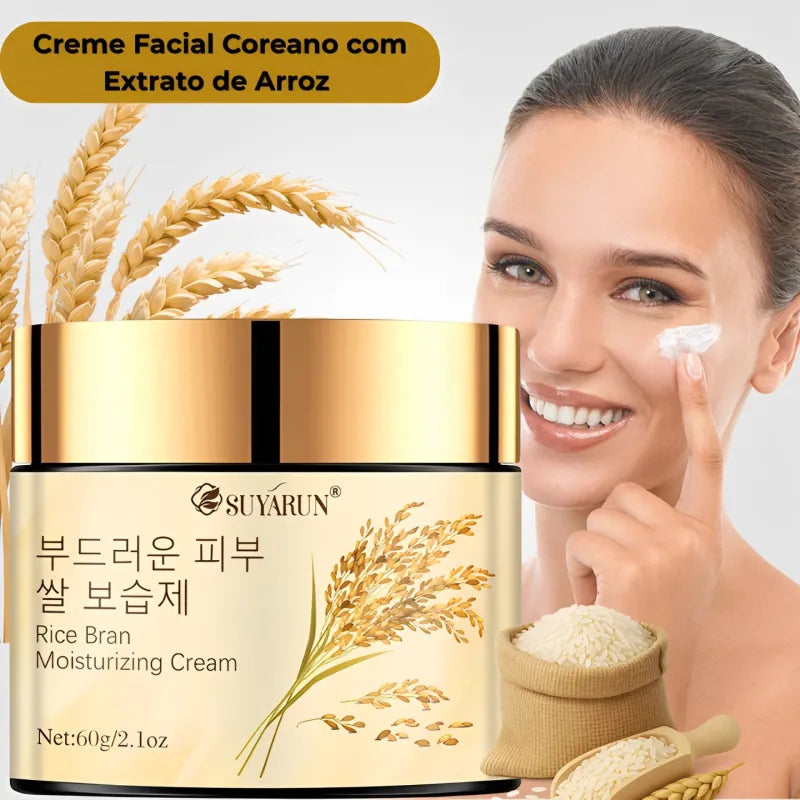 Creme Facial Coreano com Extrato de Arroz – Hidratação 24H