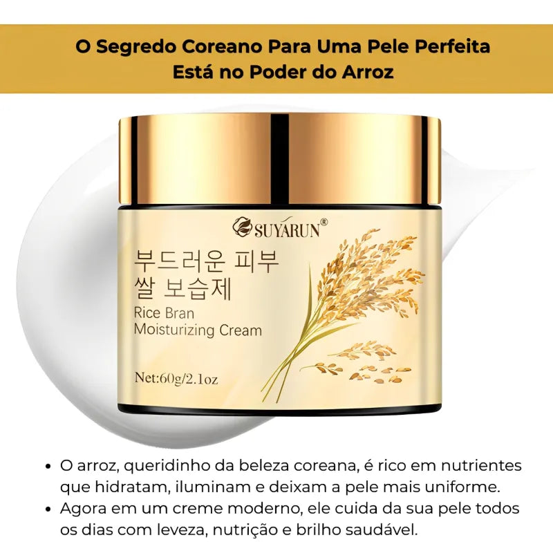 Creme Facial Coreano com Extrato de Arroz – Hidratação 24H