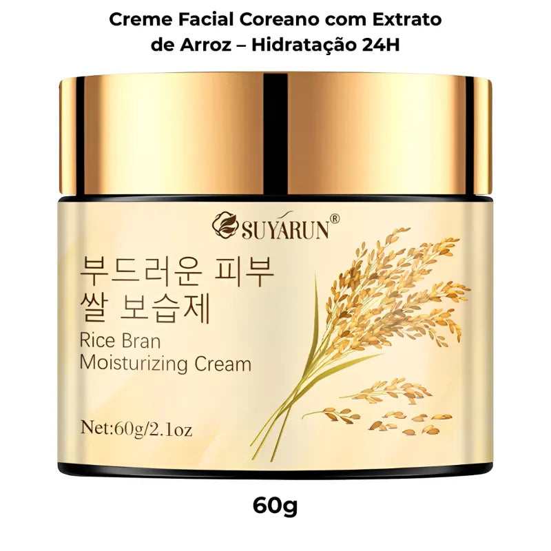 Creme Facial Coreano com Extrato de Arroz – Hidratação 24H