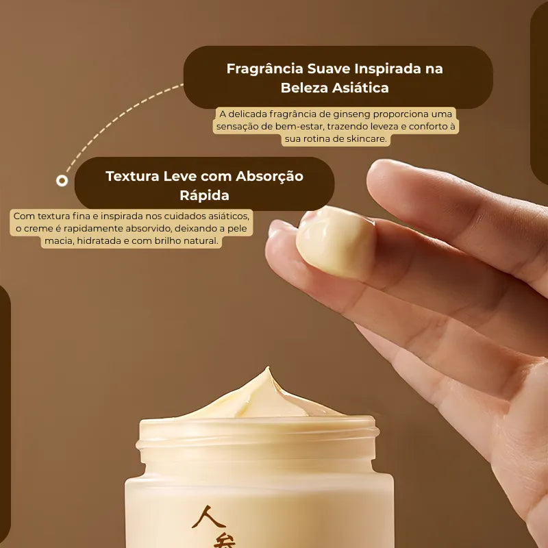 Creme Facial de Ginseng Asiático Anti Rugas e Firmeza