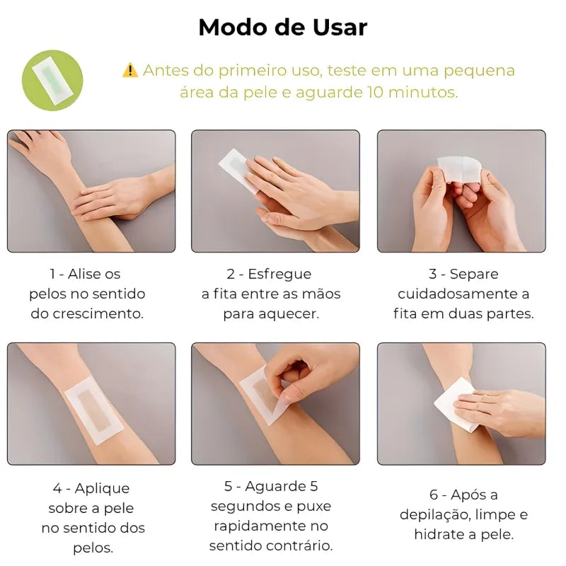 Fitas Depilatórias Faciais – Remoção Delicada e Precisa dos Pelos