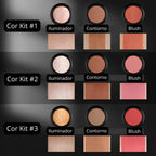 Kit 3 Bastões de Maquiagem – Contorno, Iluminador e Blush em Creme