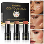 Kit 3 Bastões de Maquiagem – Contorno, Iluminador e Blush em Creme