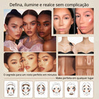 Kit 3 Bastões de Maquiagem – Contorno, Iluminador e Blush em Creme