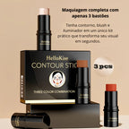 Kit 3 Bastões de Maquiagem – Contorno, Iluminador e Blush em Creme