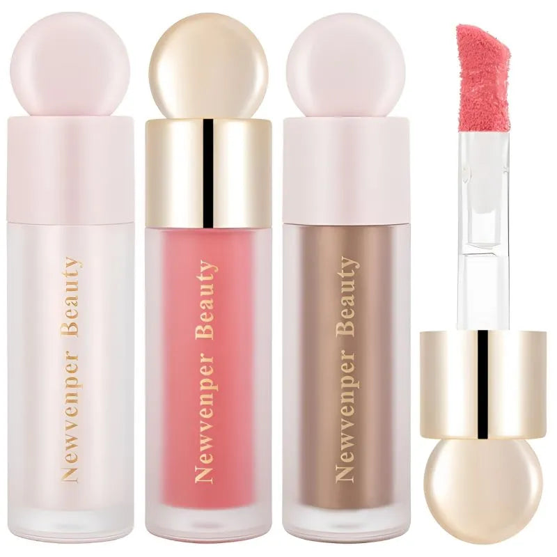 Kit Glow Perfeito 3 Peças – Iluminador, Blush e Contorno Líquido
