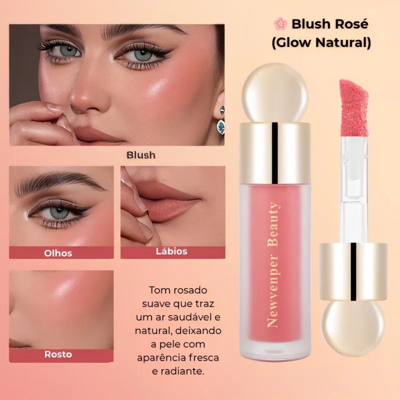 Kit Glow Perfeito 3 Peças – Iluminador, Blush e Contorno Líquido