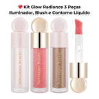 Kit Glow Perfeito 3 Peças – Iluminador, Blush e Contorno Líquido