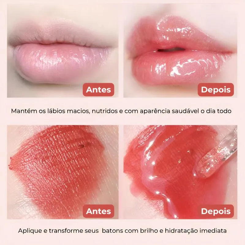 Kit Lip Gloss Hidratante com Brilho Shimmer e Glitter – 4 Peças