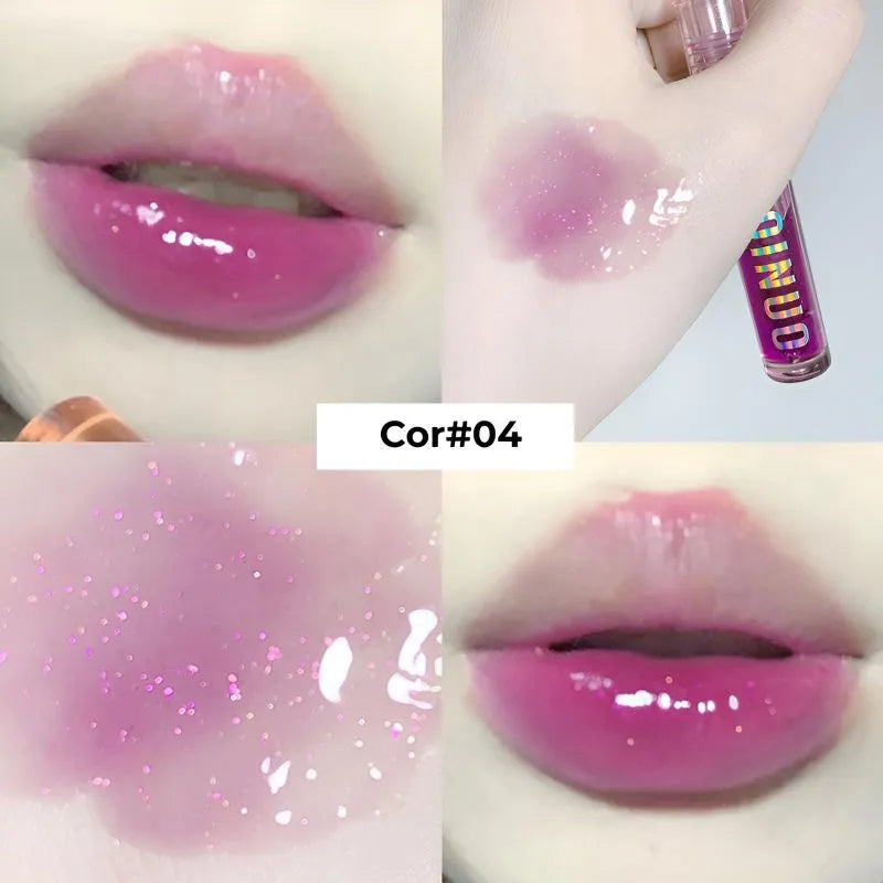 Kit Lip Gloss Hidratante com Brilho Shimmer e Glitter – 4 Peças