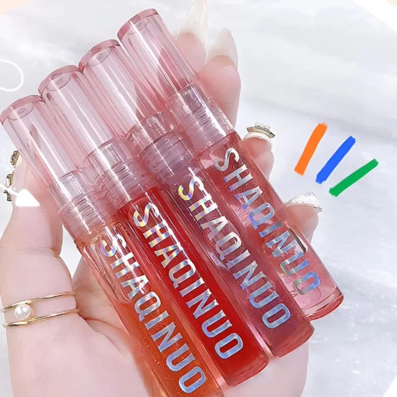 Kit Lip Gloss Hidratante com Brilho Shimmer e Glitter – 4 Peças