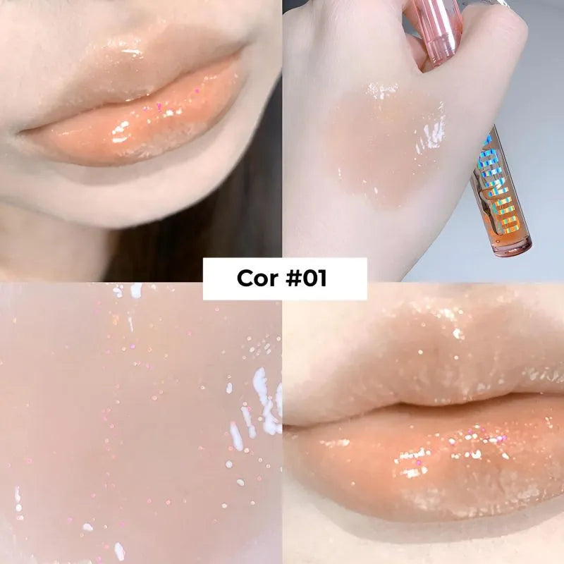 Kit Lip Gloss Hidratante com Brilho Shimmer e Glitter – 4 Peças