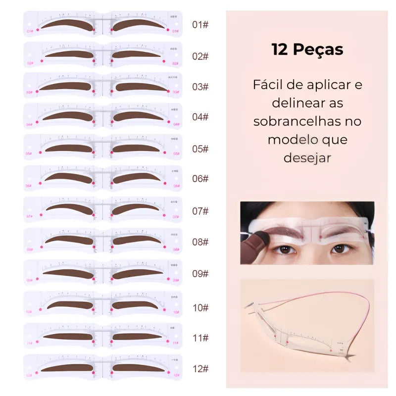 Kit Sobrancelhas Perfeitas 3D - Profissional com 12 Molds