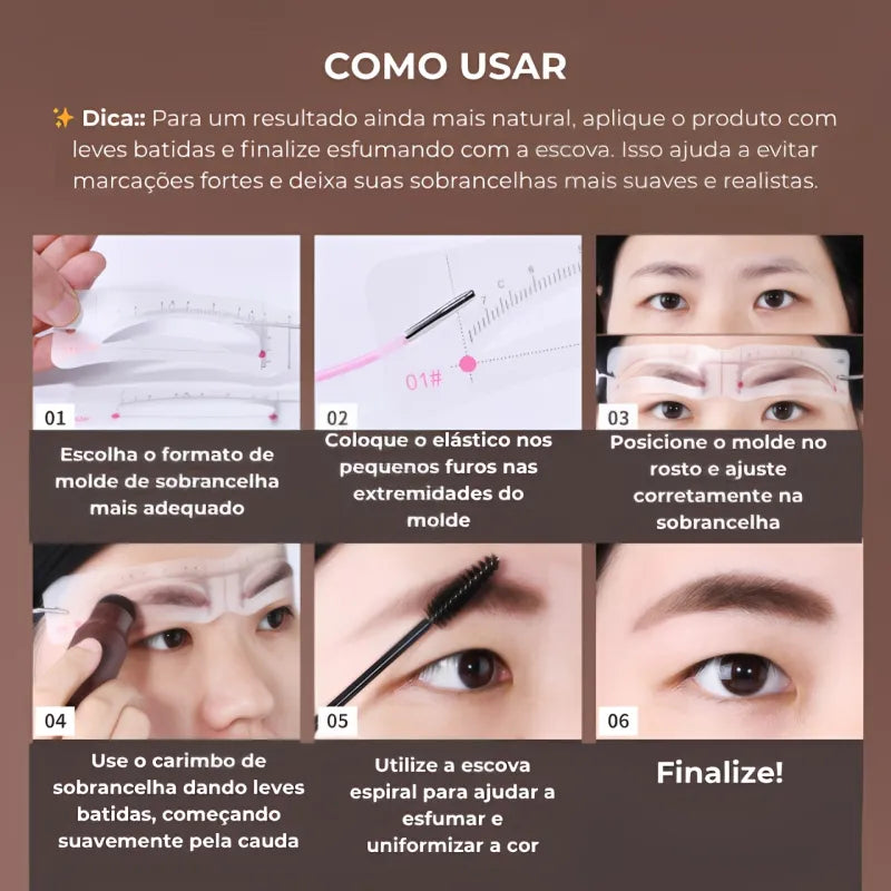 Kit Sobrancelhas Perfeitas 3D - Profissional com 12 Molds
