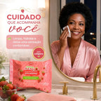 Lenço Demaquilante de Morango e Colágeno - Firmeza e Hidratação