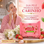 Lenço Demaquilante de Morango e Colágeno - Firmeza e Hidratação