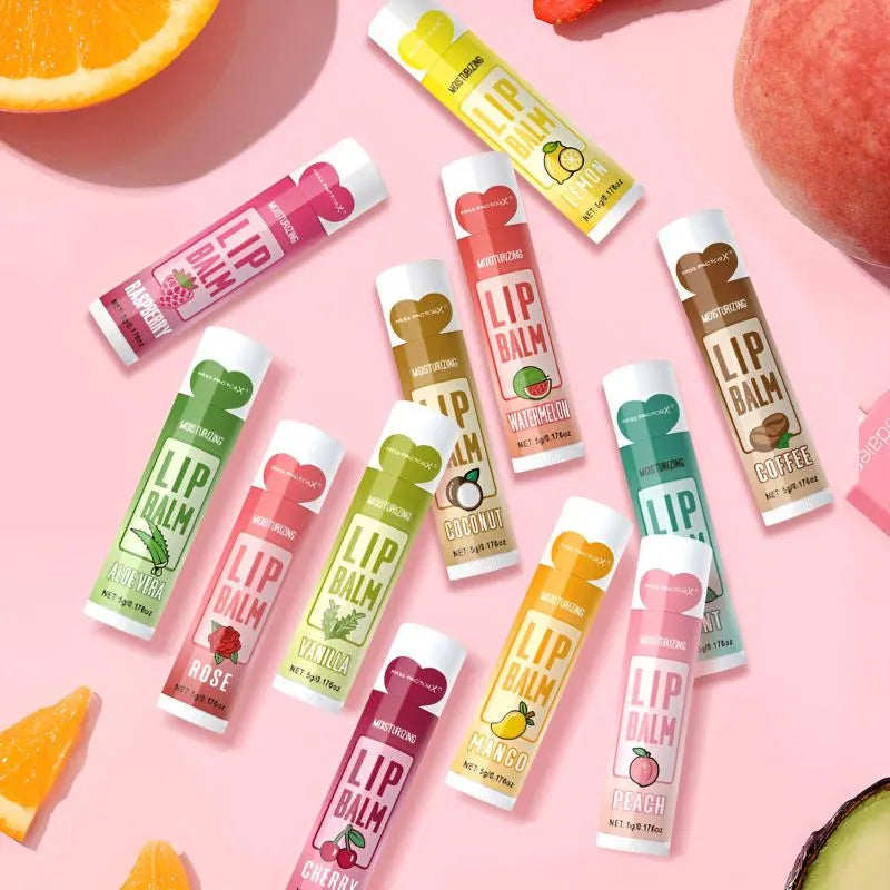 Lip Balm Kit 12 Peças – Hidratação Profunda para Lábios