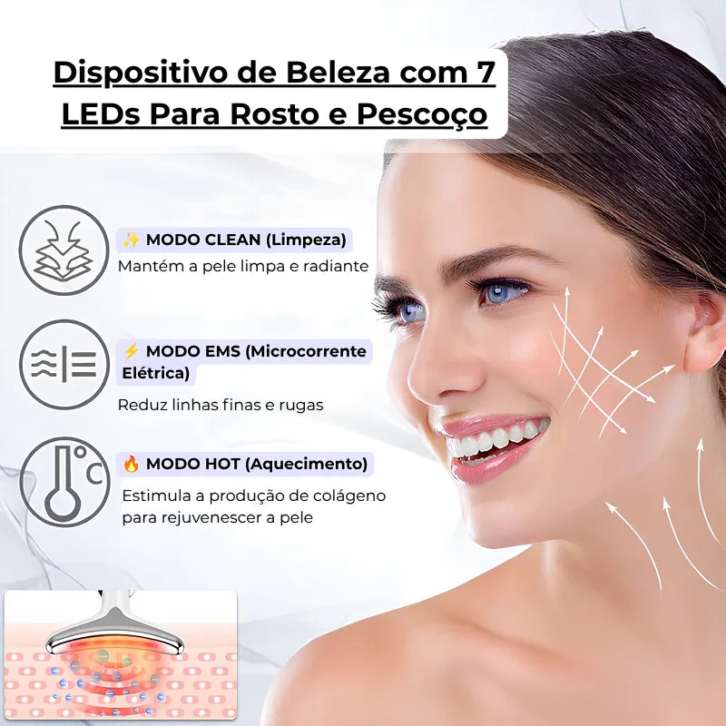 Massageador Facial e Pescoço Lift LED Coreno - Redutor de Rugas e Papada
