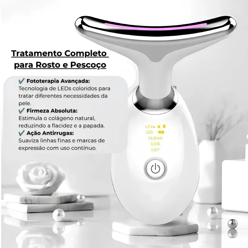 Massageador Facial e Pescoço Lift LED Coreno - Redutor de Rugas e Papada