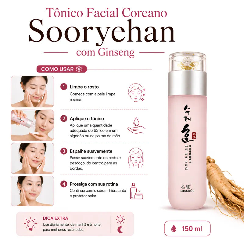 Tônico Facial Coreano Sooryehan com Ginseng